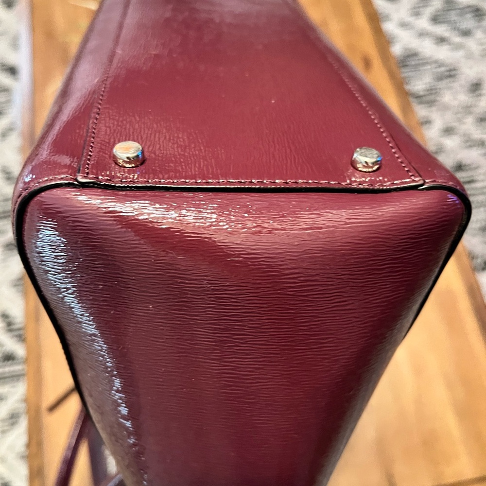 Kate Spade ♠️ Burgundy Bristol Drive Patent Leather Large Tote & Long Zip Wallet - Picture 9 of 14